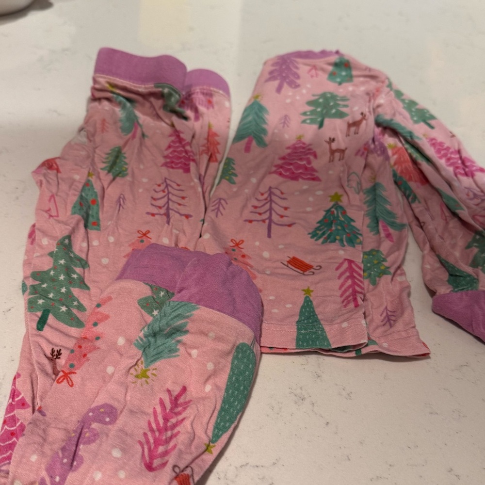 Little Sleepies Pink and Green Tree Print Pajama Set